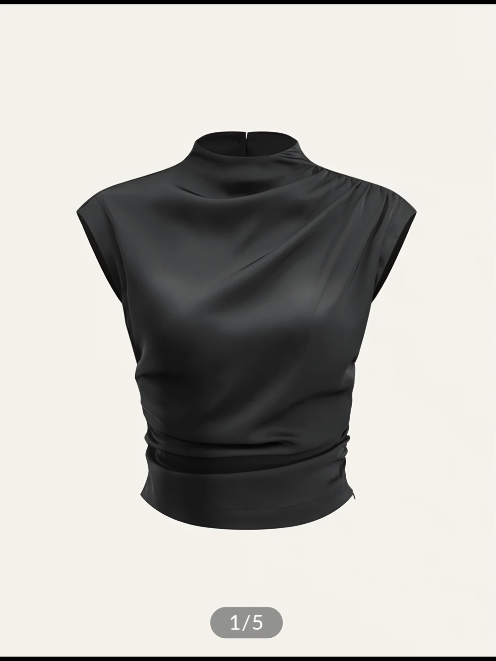 Mock Neck Cap Sleeve Ruched Top